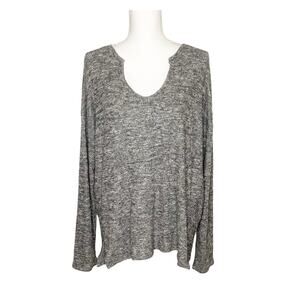 Charming Charlie Gray Black White Marled Knit Long Sleeve Top XL NWT